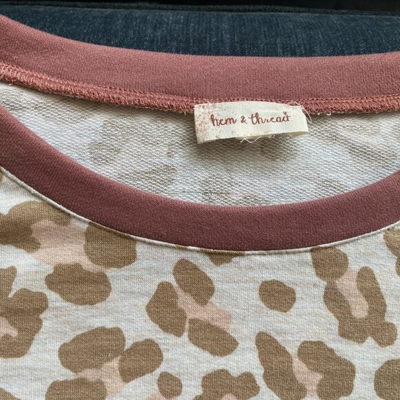 Hem & Thread Leopard Print Pullover Sweatshirt, Dusty Rose, Size S - Picture 5 of 5